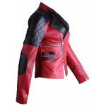 2015 New fashion Damask Red Biker Womens Leather Jacket for womens 